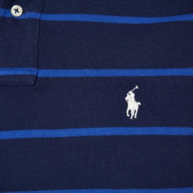 Blu Polo Ralph Lauren - Maglietta in cotone a righe blu navy L. in vendita