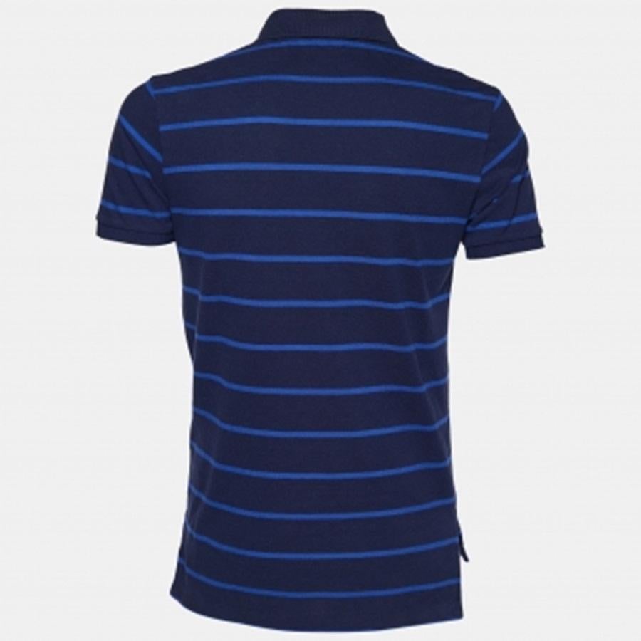 Uomo Polo Ralph Lauren - Maglietta in cotone a righe blu navy L. in vendita