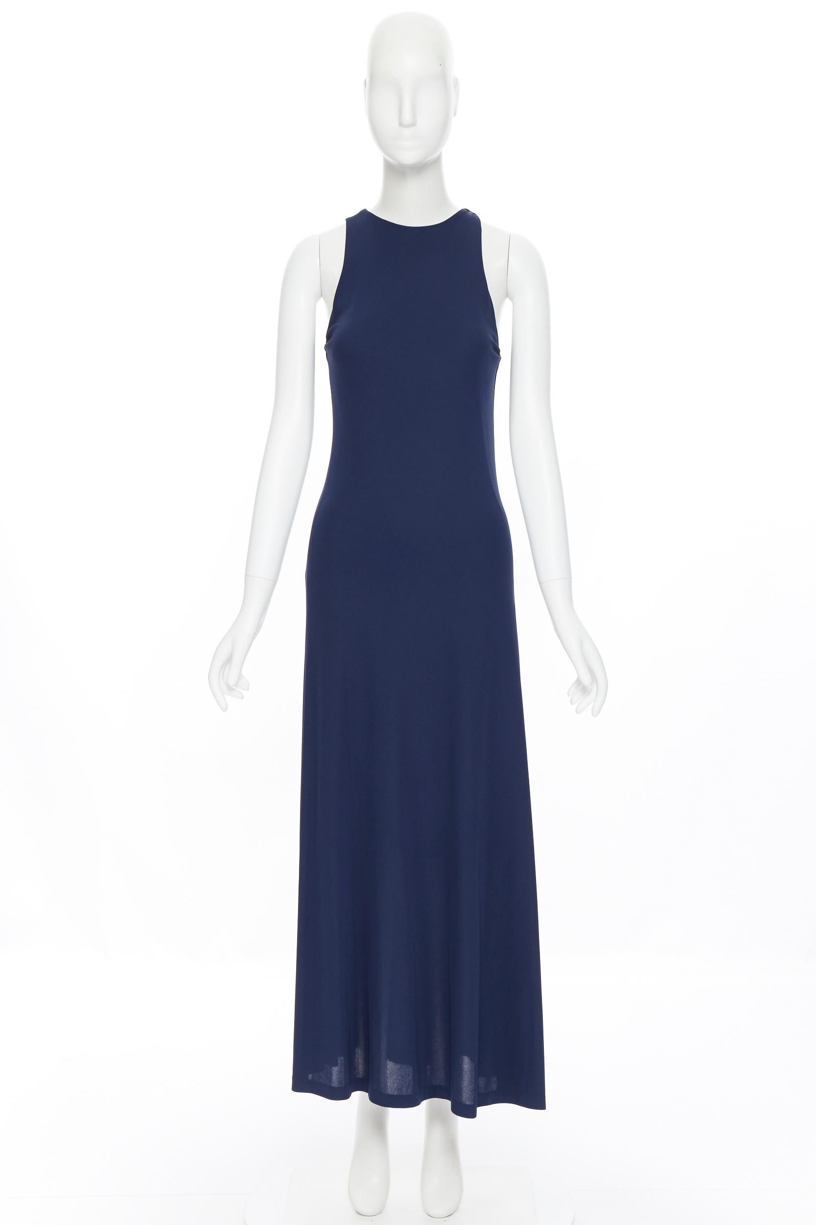 ralph lauren navy blue long dress