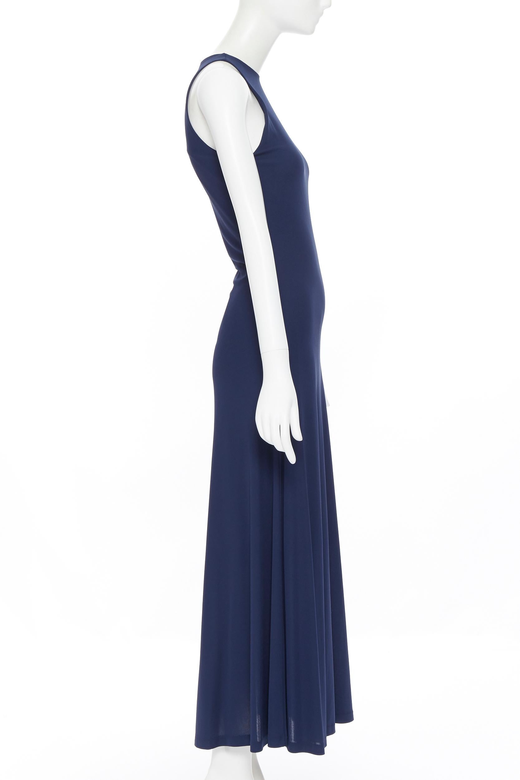 POLO RALPH LAUREN navy blue viscose polyester sleeveless casual maxi dress  XS