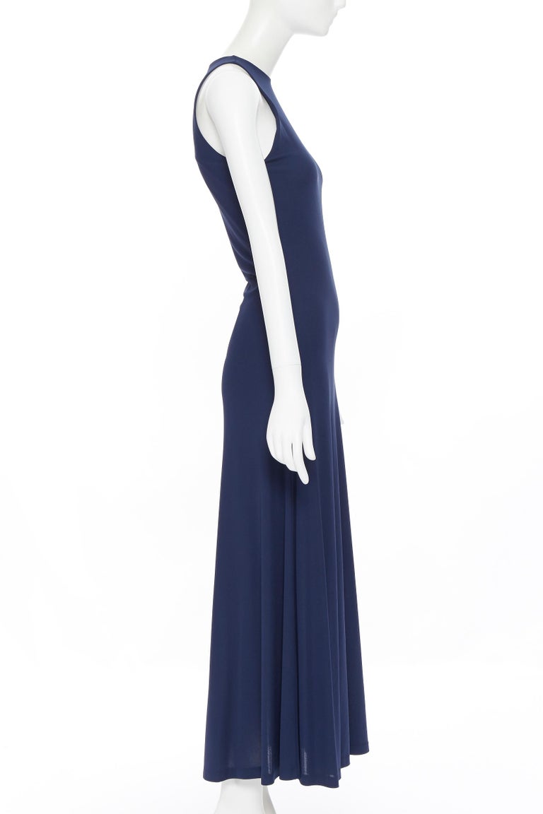 POLO RALPH LAUREN navy blue viscose polyester sleeveless casual maxi dress  XS at 1stDibs