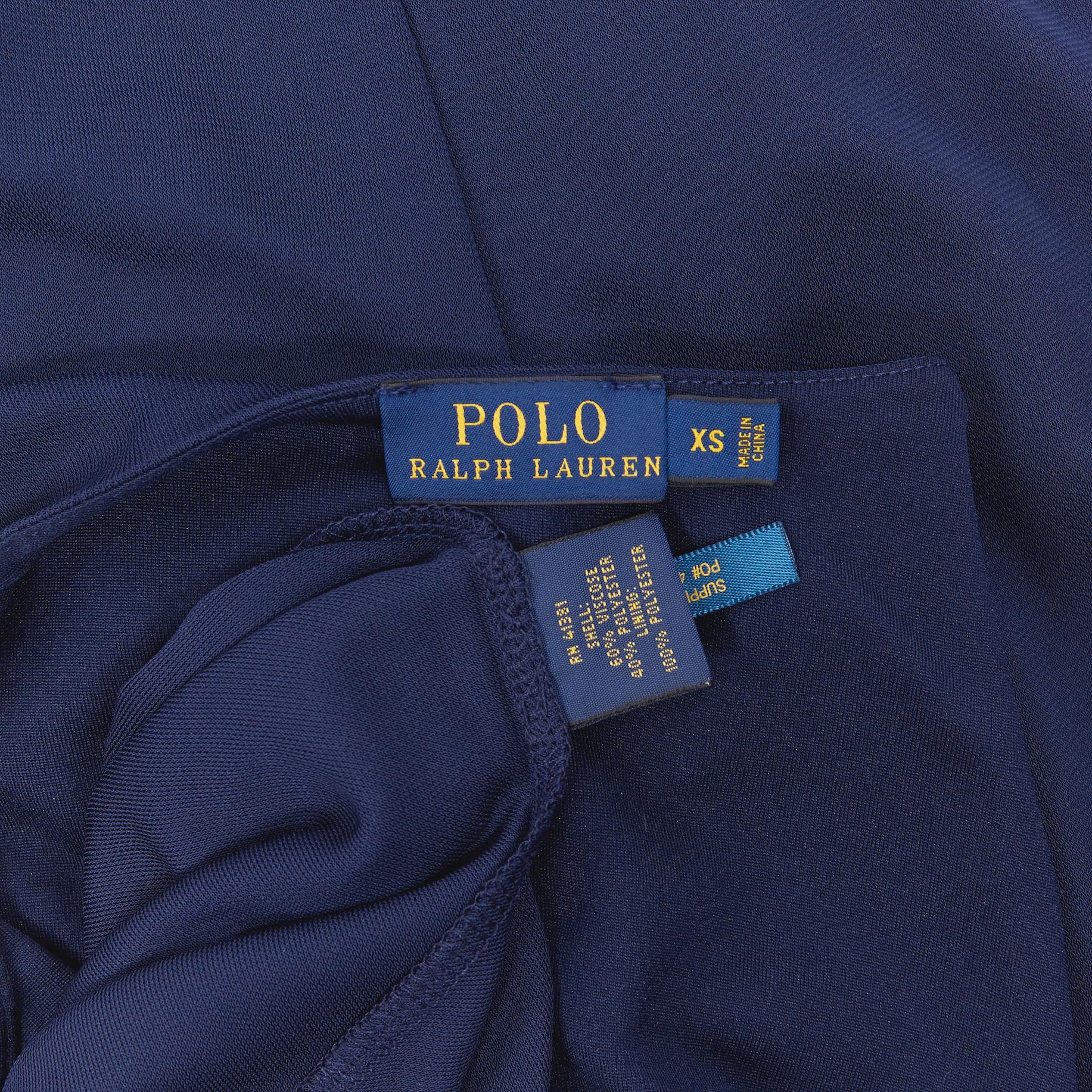 POLO RALPH LAUREN navy blue viscose polyester sleeveless casual maxi dress XS 1