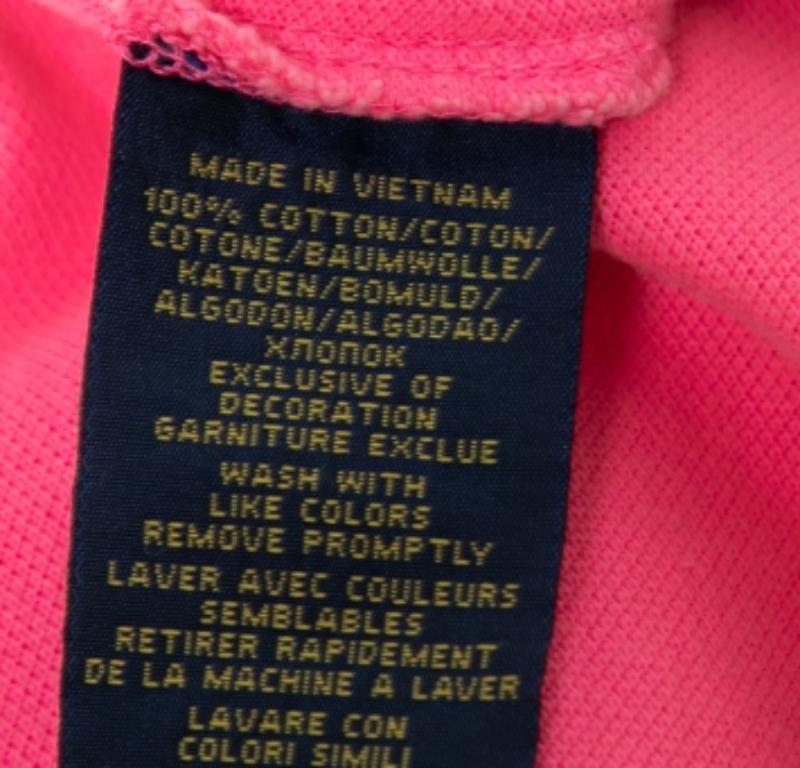 Donna Polo Ralph Lauren Maglietta in cotone rosa neon T S in vendita