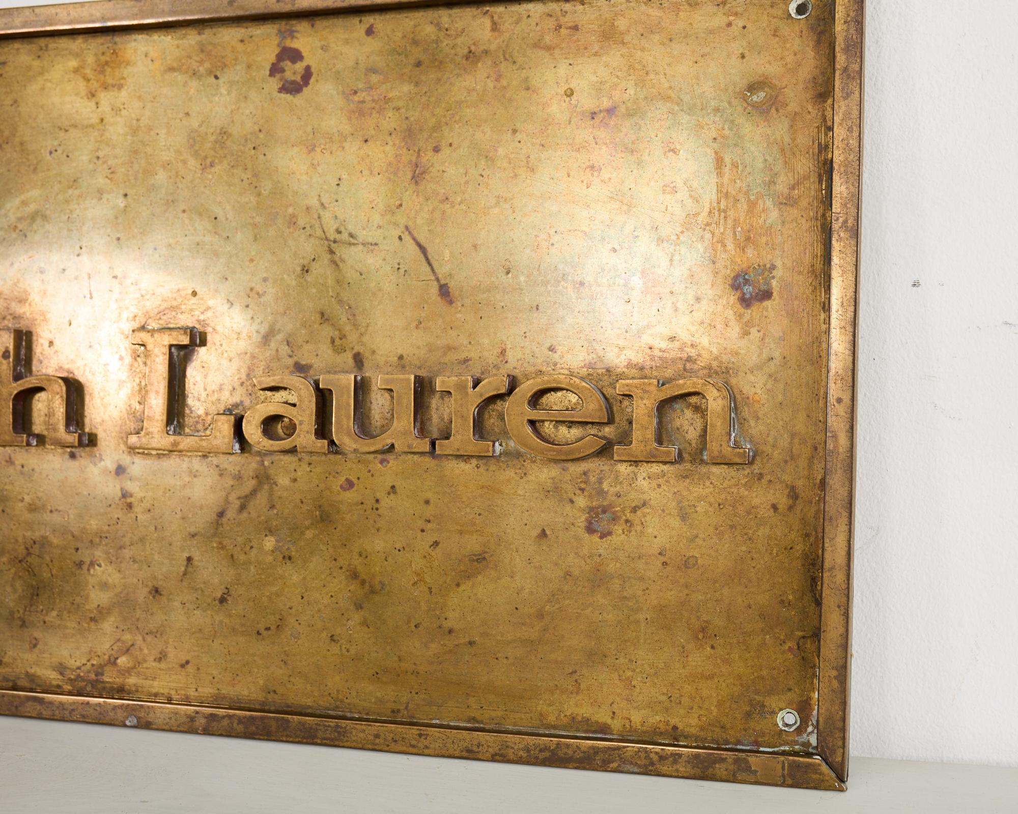 Marquesina de latón patinado para escaparate de Polo Ralph Lauren NYC en Desgastado estado para la venta en Rio Vista, CA