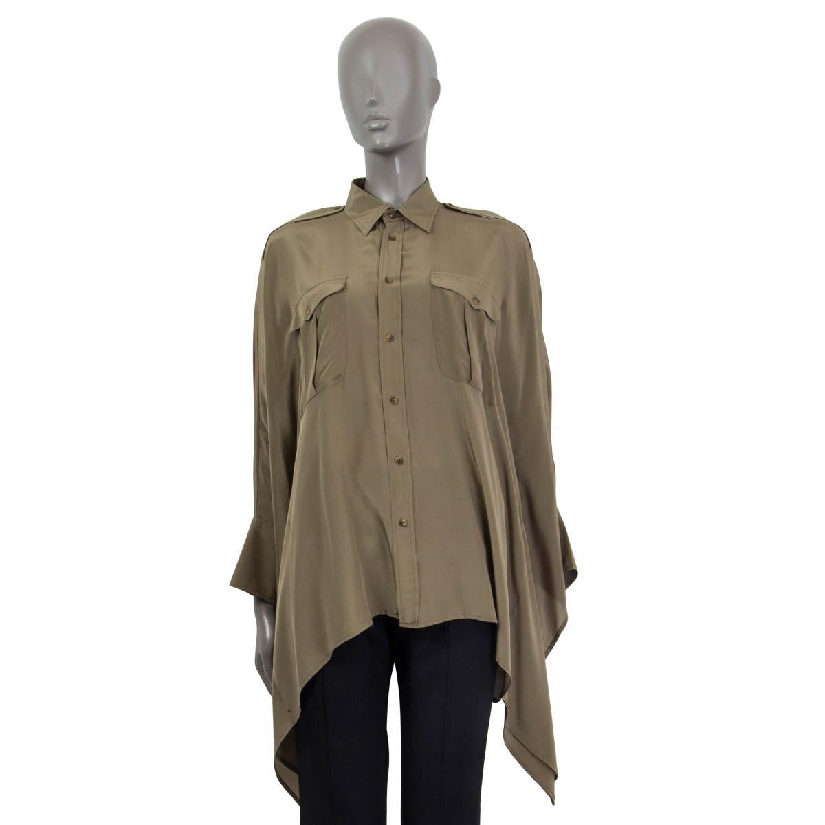 olive green silk top