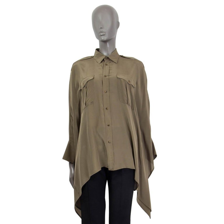 POLO RALPH LAUREN olive green silk BATWING Blouse Shirt M/L For Sale at  1stDibs | olive green silk top