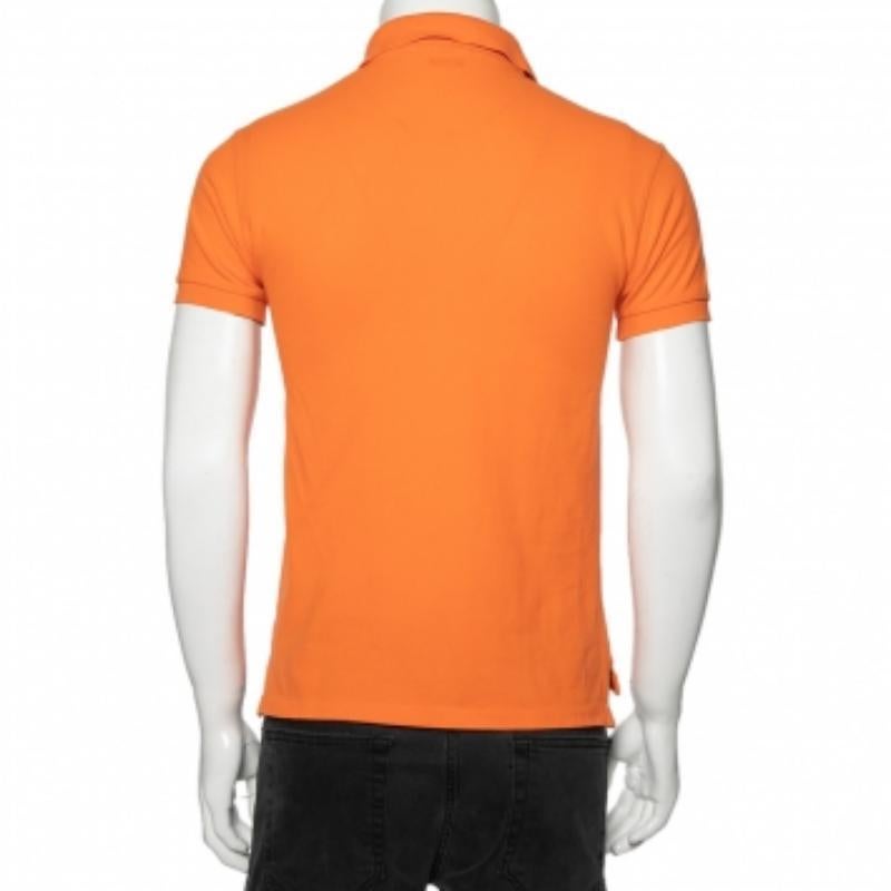 Polo Ralph Lauren Orange Cotton Piqué Polo T-Shirt S In Good Condition For Sale In Dubai, Al Qouz 2