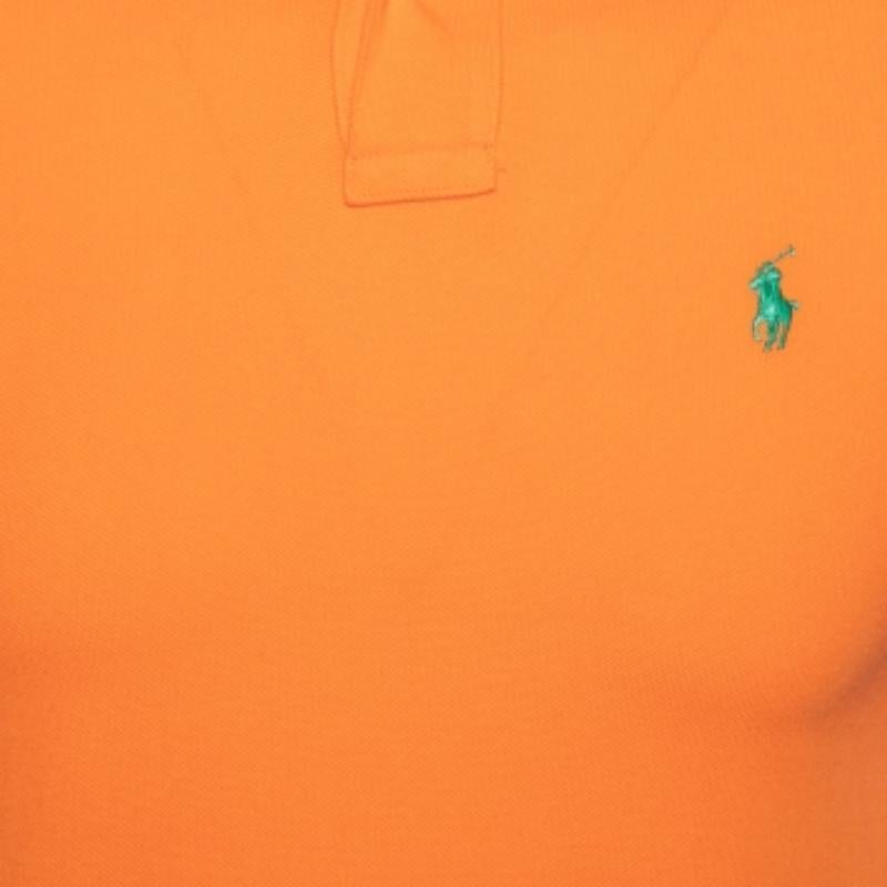 Polo Ralph Lauren Orange Cotton Piqué Polo T-Shirt S For Sale 1