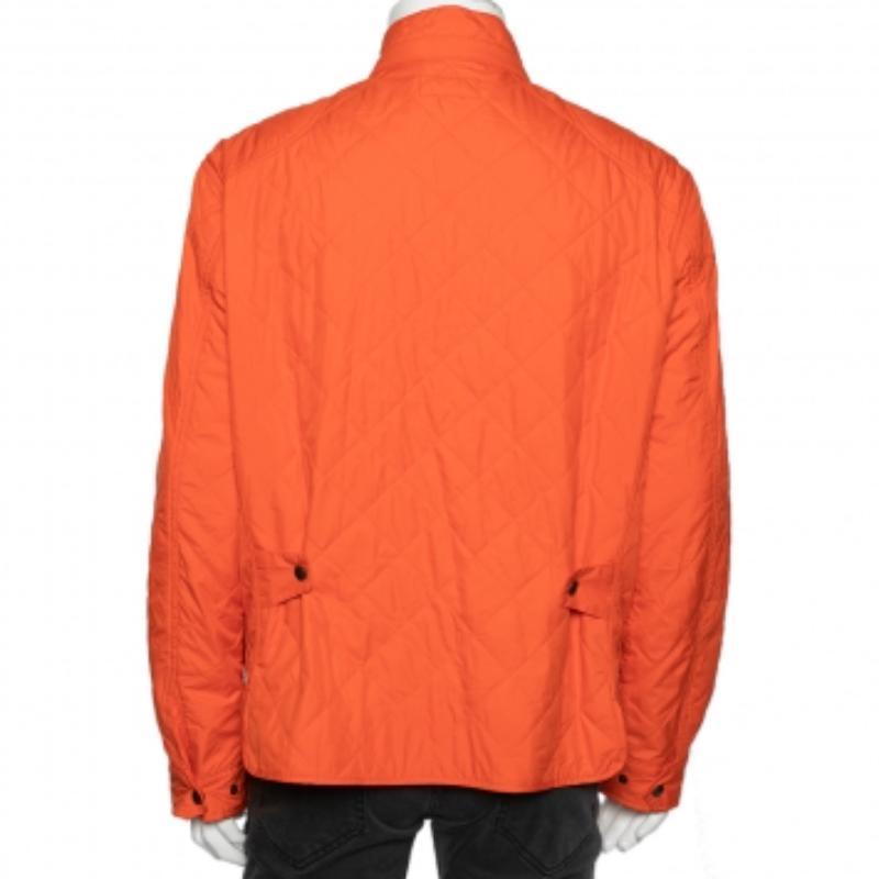 Polo Ralph Lauren Orange Synthetic Quilted Cadwell Bomber Jacket XL en venta 2