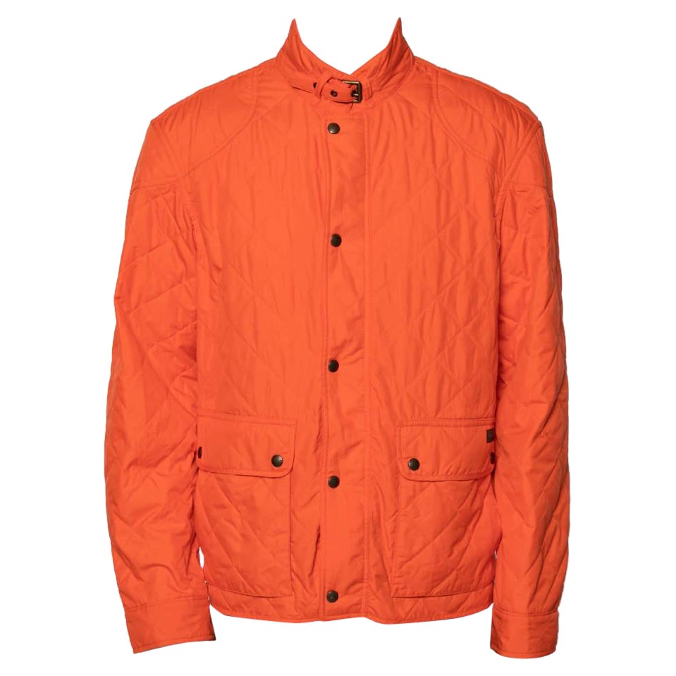 Polo Ralph Lauren Orange Synthetic Quilted Cadwell Bomber Jacket XL