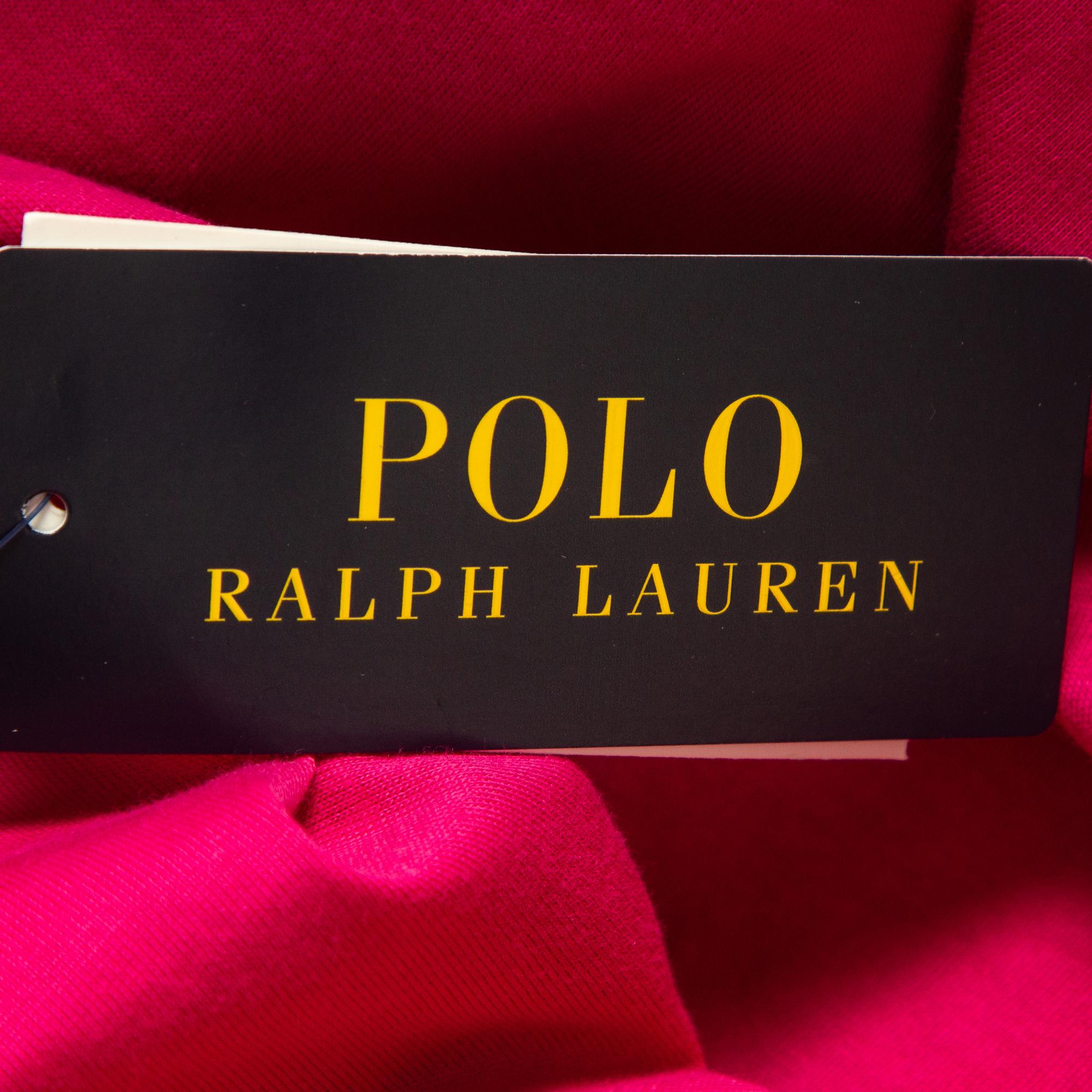 Polo Ralph Lauren Pink/Blue Cotton Classic Fit Long Sleeve T-Shirt M For Sale 2