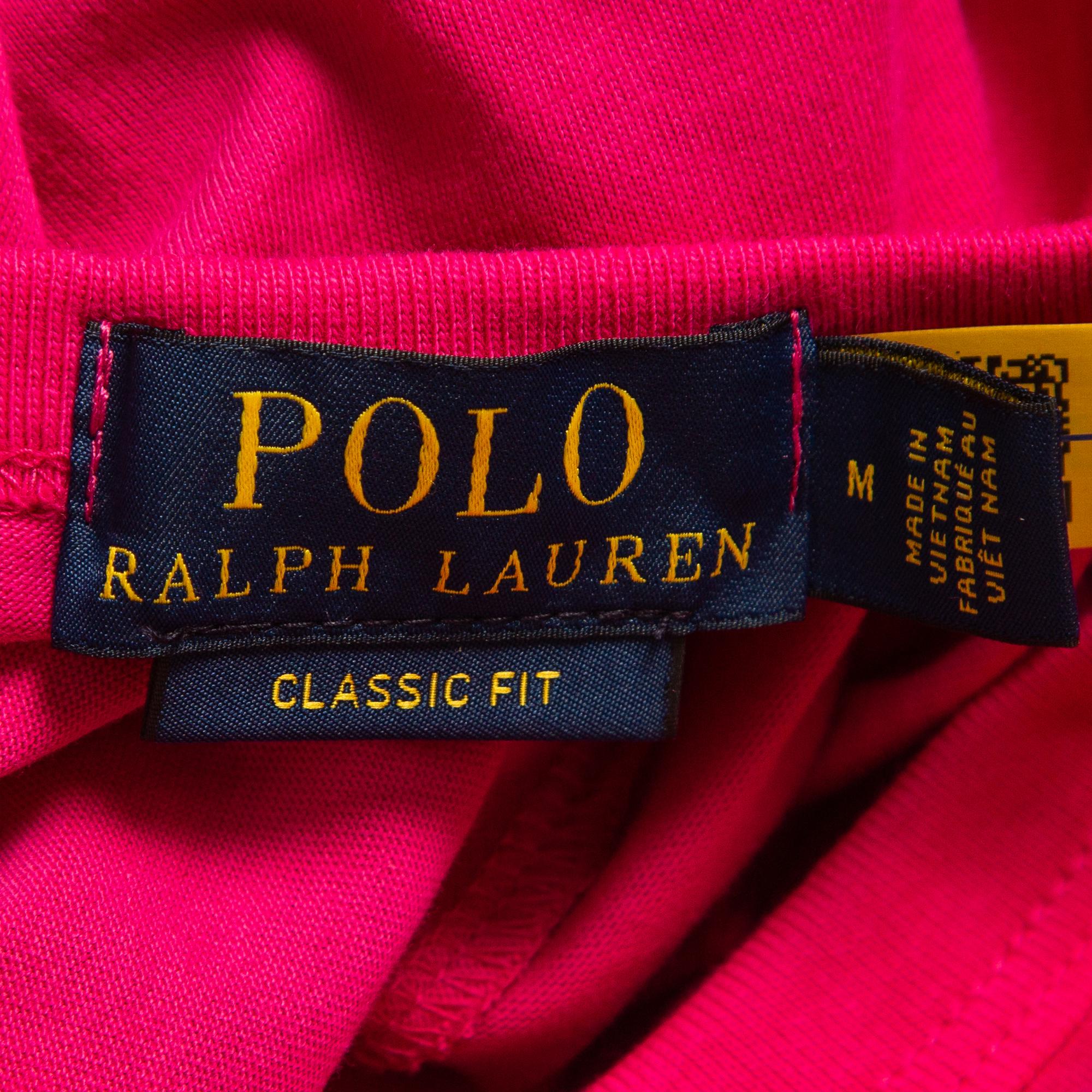 Polo Ralph Lauren Pink/Blue Cotton Classic Fit Long Sleeve T-Shirt M For Sale 4