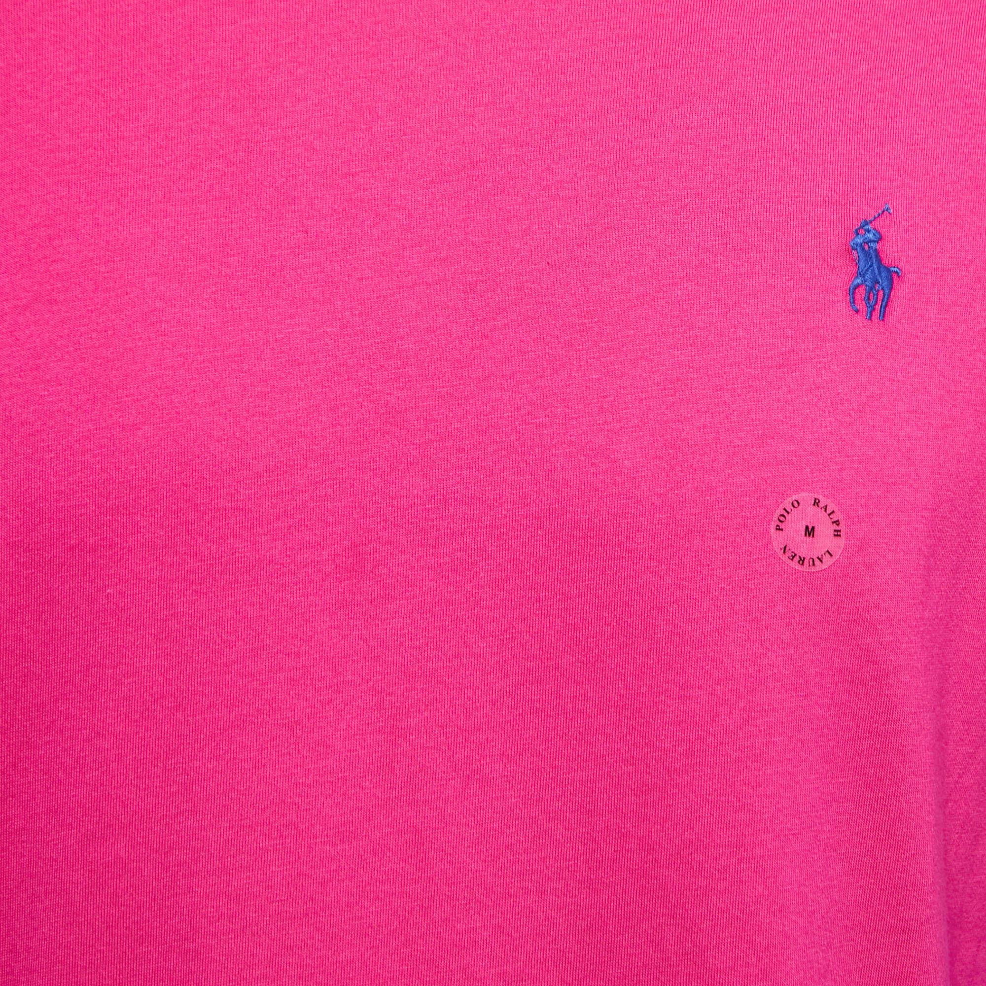Polo Ralph Lauren Pink/Blue Cotton Crew Neck Full Sleeve T-Shirt M 1