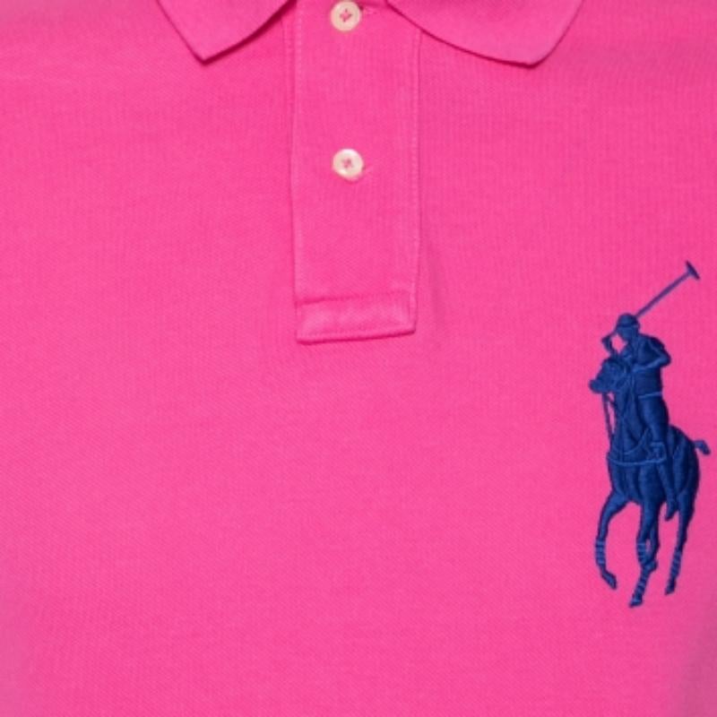 Polo Ralph Lauren Pink Cotton Pique Custom Fit Polo T-Shirt M For Sale 3