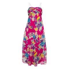 Polo Ralph Lauren Pink Floral Silk Spaghetti Strap Midi Dress M