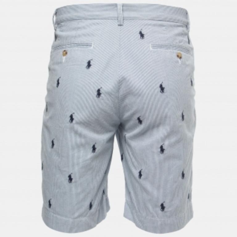 Gris Polo Ralph Lauren Pinstripe M-One Motif brodé Short en coton M Taille 33