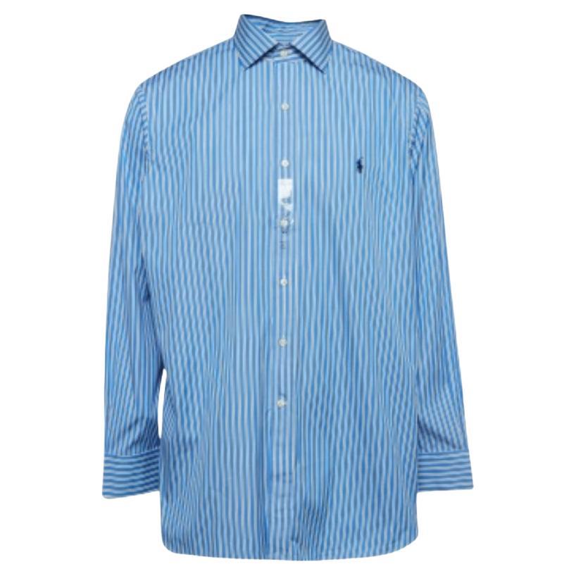 Polo Ralph Lauren - Camicia con bottoni in cotone gessato XXL in vendita