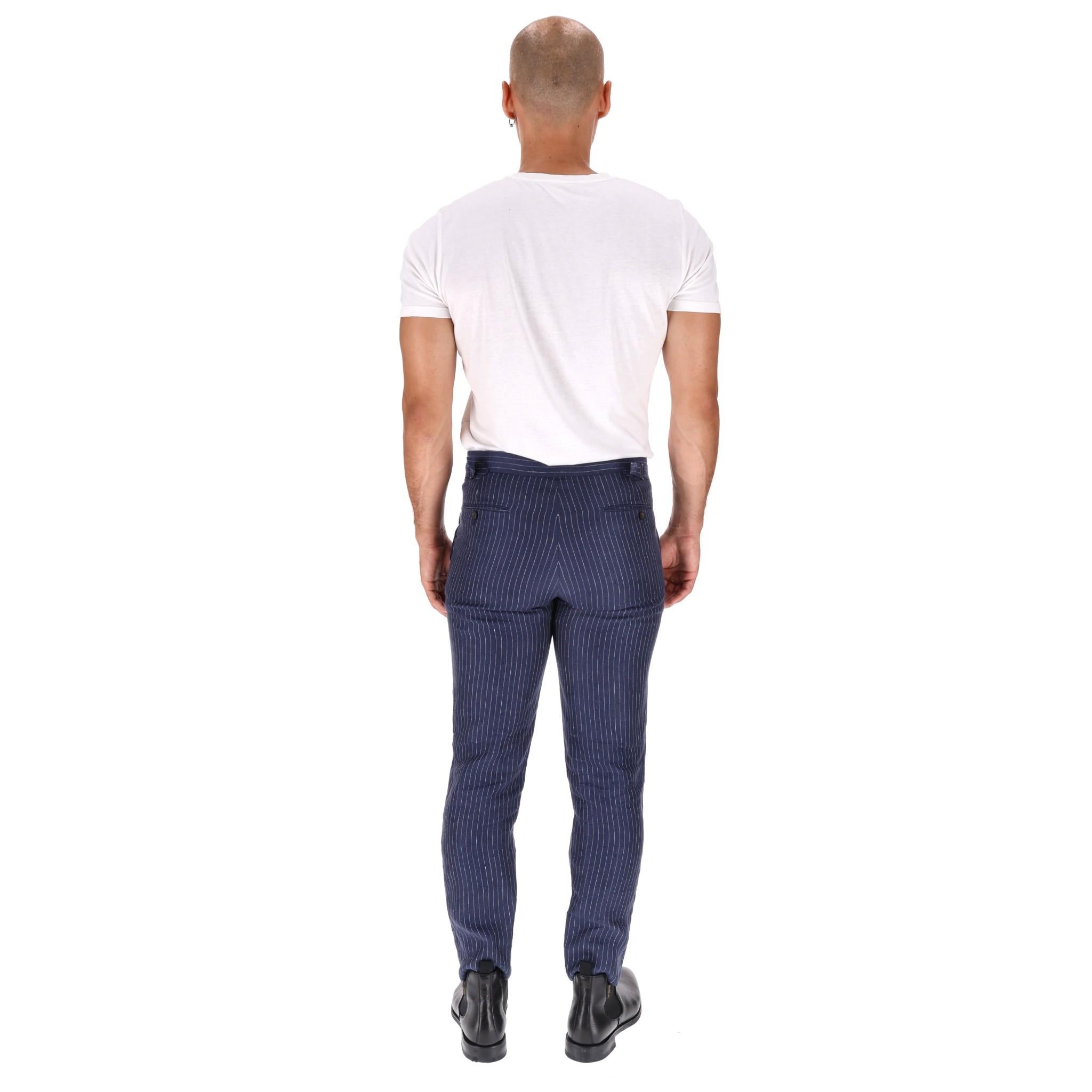 Polo Ralph Lauren Pinstripe Linen Trousers In Good Condition For Sale In London, GB