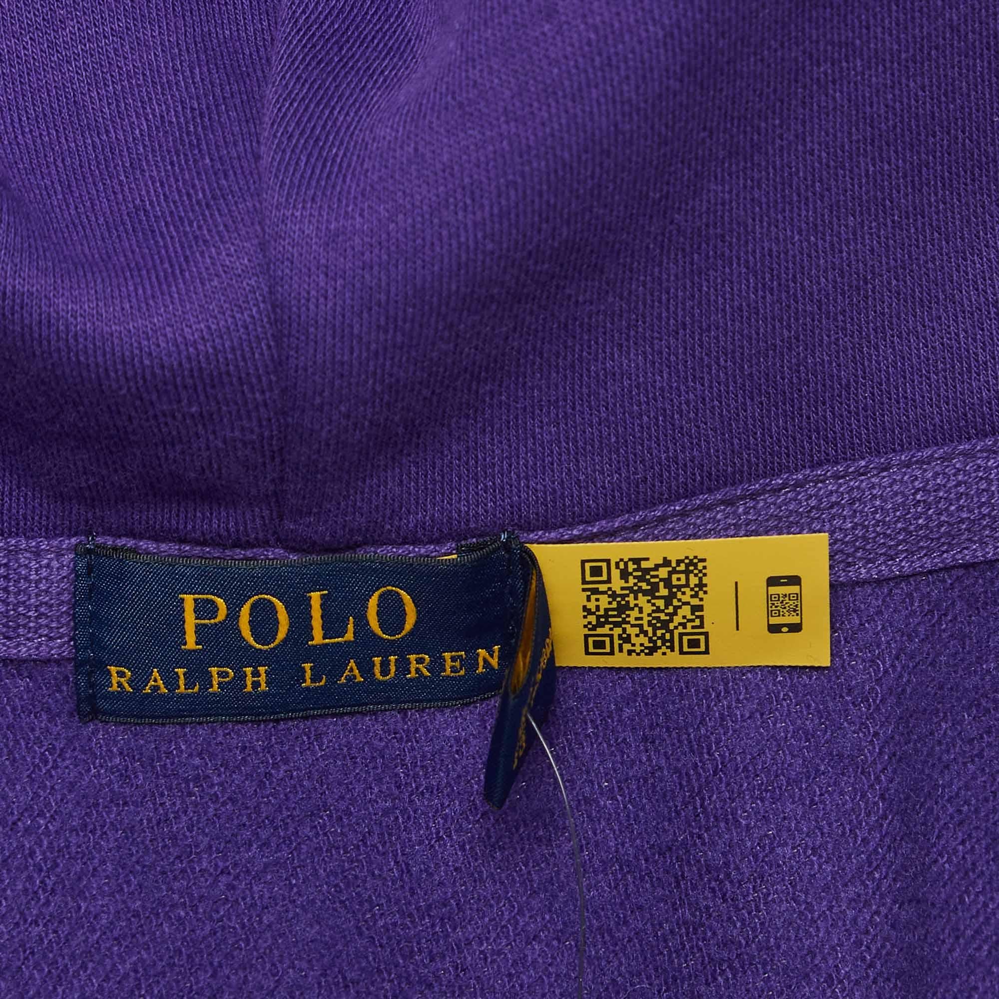 Women's Polo Ralph Lauren Purple Cotton Blend Zip Front Hooded Sweatshirt XS For Sale