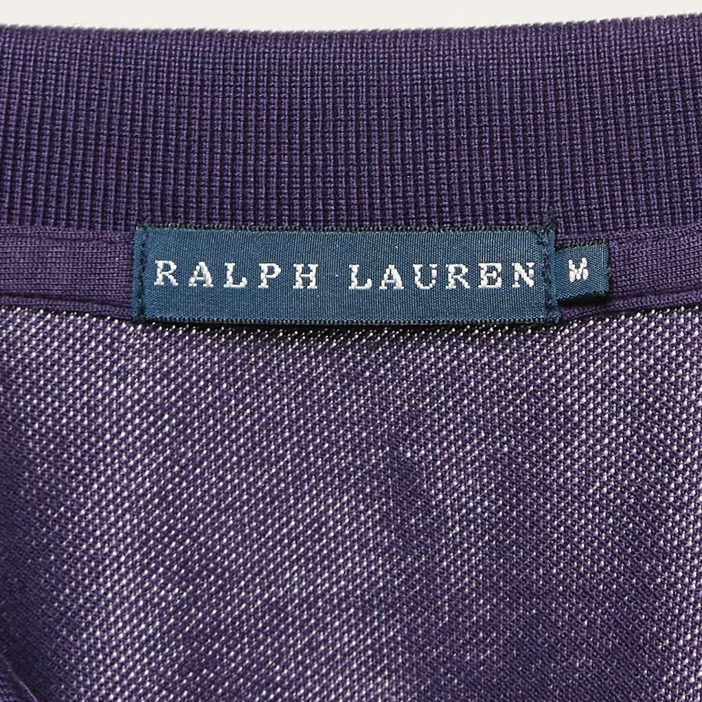Polo Ralph Lauren Purple Cotton Pique Long Sleeve Polo T-Shirt M In Good Condition For Sale In Dubai, Al Qouz 2