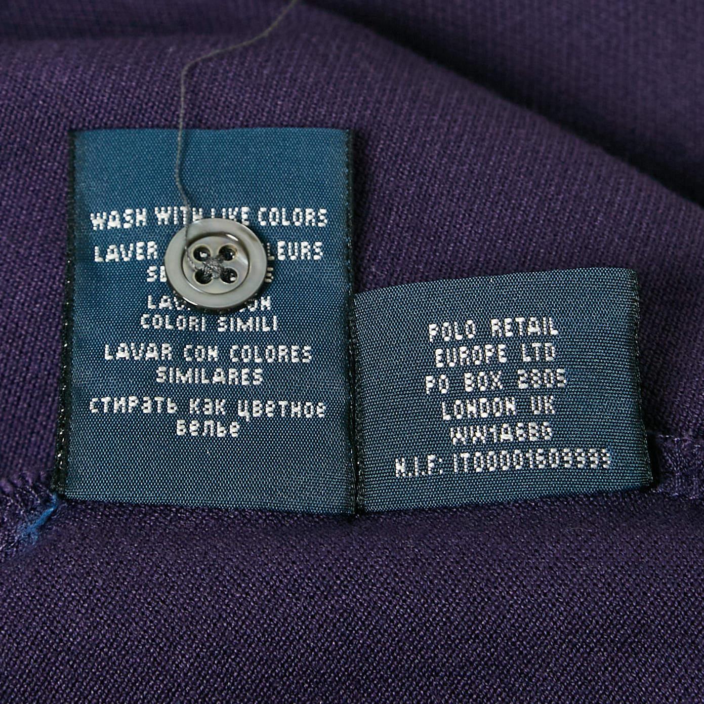Polo Ralph Lauren Purple Cotton Pique Long Sleeve Polo T-Shirt M For Sale 1