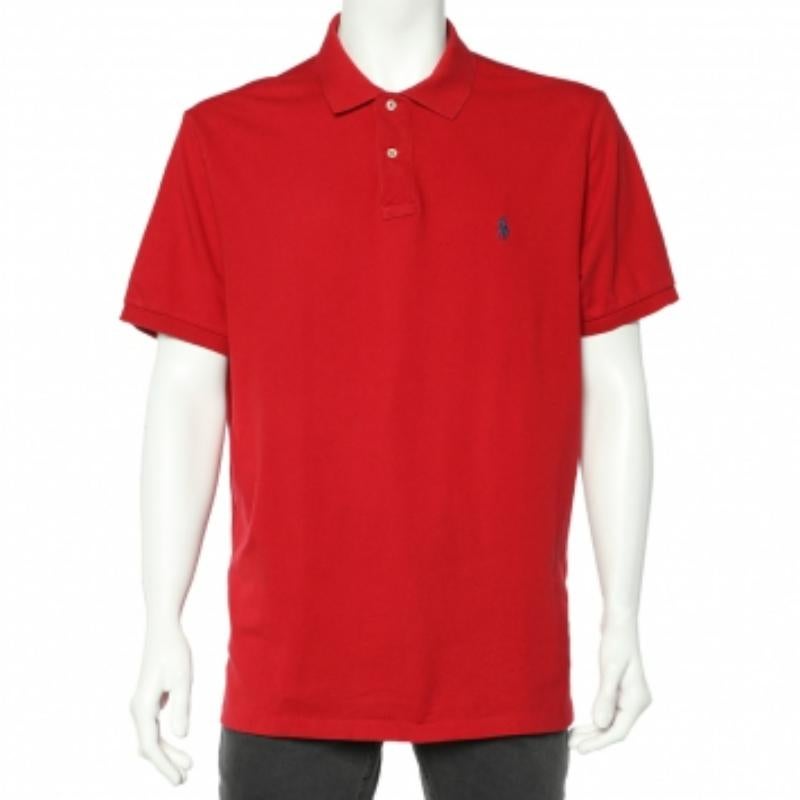 Polo Ralph Lauren Red Cotton Pique Polo T-Shirt XXL For Sale