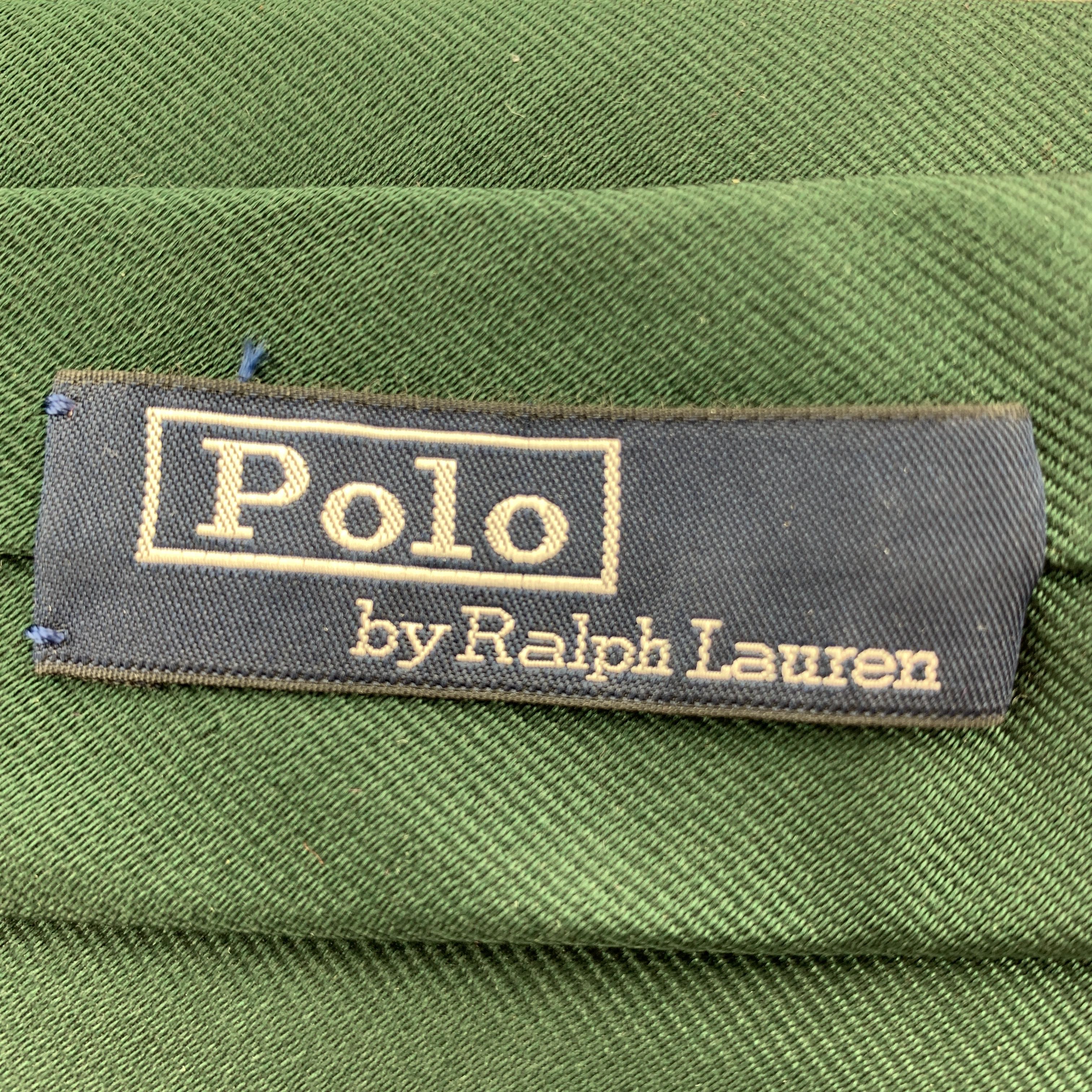 POLO RALPH LAUREN Solid Forest Green Silk Twill Tie In Excellent Condition In San Francisco, CA