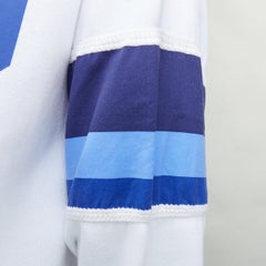 POLO RALPH LAUREN blanc bleu coton mélangé logo rayures bras capuche XS