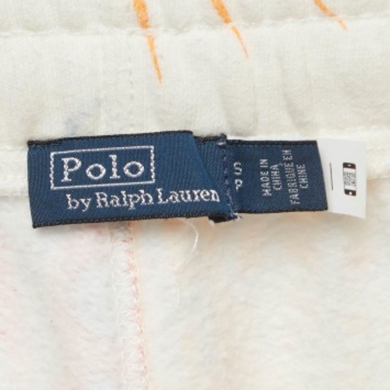 Polo Ralph Lauren Pantalón atlético de forro polar con estampado gráfico blanco S Blanco en venta