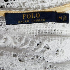 Polo Ralph Lauren White Lace V-Neck Blouse M