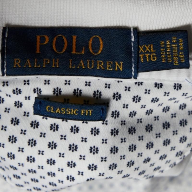 Polo Ralph Lauren - Maglietta in cotone con motivi bianchi e blu navy 2XL In condizioni ottime in vendita a Dubai, Al Qouz 2