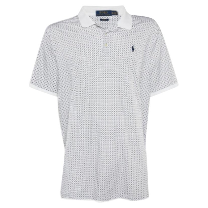 Polo Ralph Lauren Blanco/Azul Marino Polo de algodón estampado 2XL