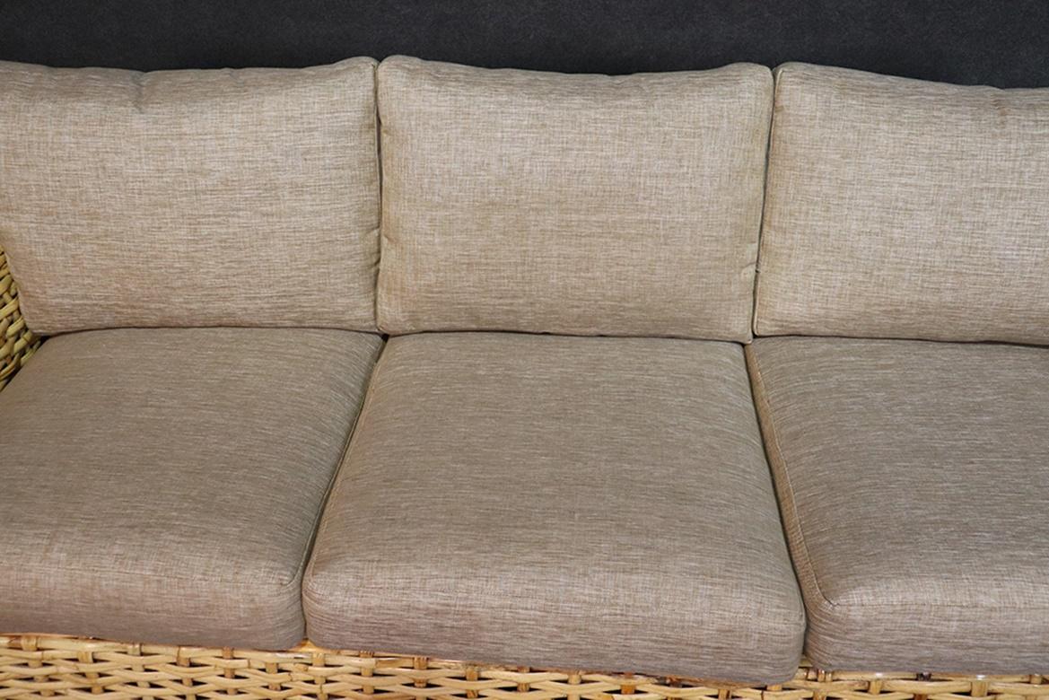 Modern Polo Ralph Lauren Woven Rattan Sofa Couch In Organic Cotton