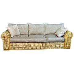 Vintage Polo Ralph Lauren Woven Rattan Sofa Couch In Organic Cotton