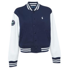 Polo Ralph Lauren X Wimbledon Marineblaue/Weiß Jersey-Bomberjacke S