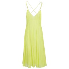 Polo Ralph Lauren Yellow Cotton Blend Panelled Flared Midi Dress L
