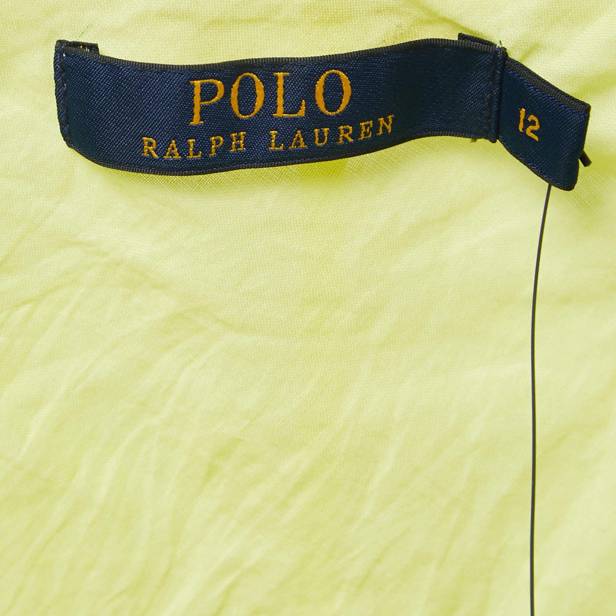 Women's Polo Ralph Lauren Yellow Cotton Blend Strappy Flared Midi Dress L