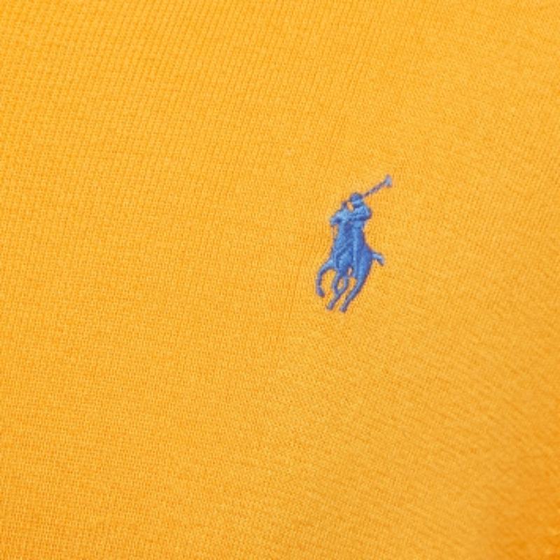 Giallo Polo Ralph Lauren Maglione slim fit in cotone Pima ricamato con logo giallo I.L.A. in vendita