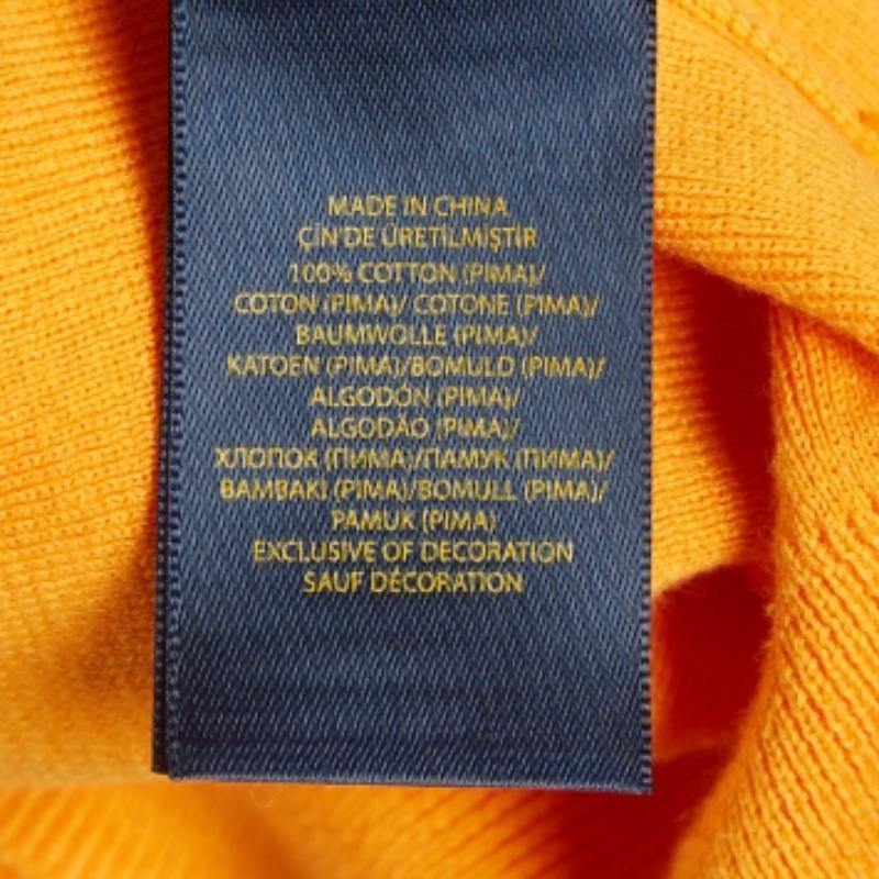 Polo Ralph Lauren Maglione slim fit in cotone Pima ricamato con logo giallo I.L.A. In condizioni buone in vendita a Dubai, Al Qouz 2
