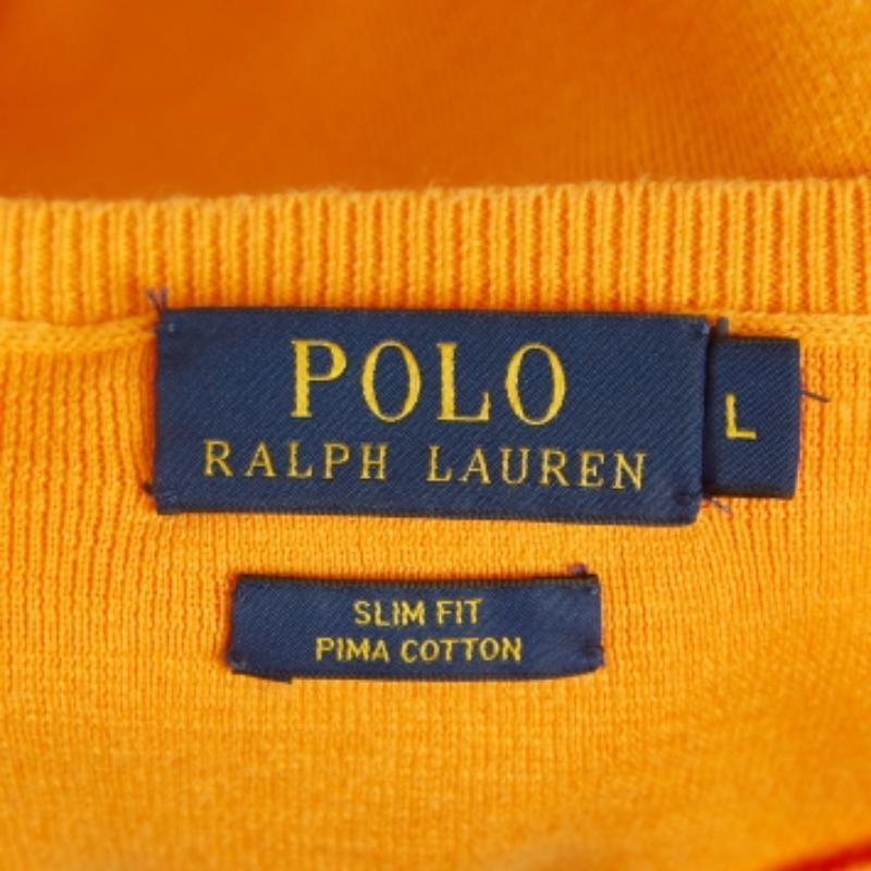 Uomo Polo Ralph Lauren Maglione slim fit in cotone Pima ricamato con logo giallo I.L.A. in vendita