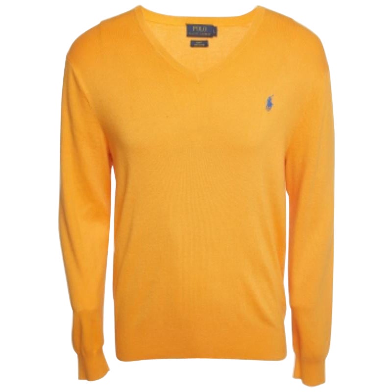 Polo Ralph Lauren Maglione slim fit in cotone Pima ricamato con logo giallo I.L.A. in vendita