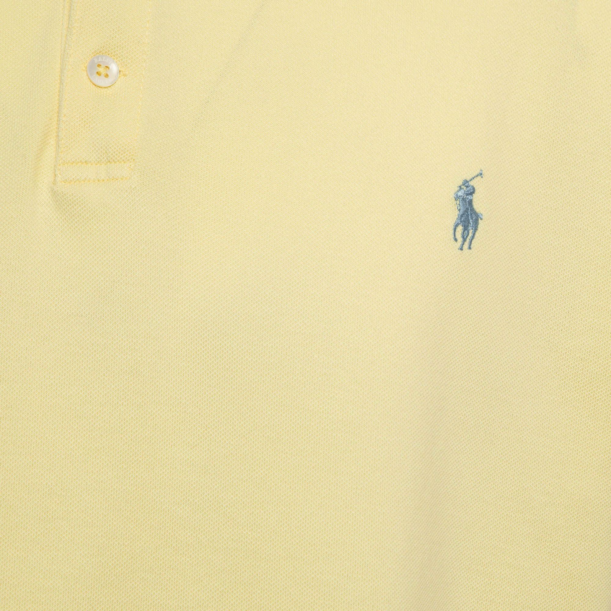 Polo Ralph Lauren Yellow Pique Knit Polo T-Shirt XXL In Excellent Condition For Sale In Dubai, Al Qouz 2