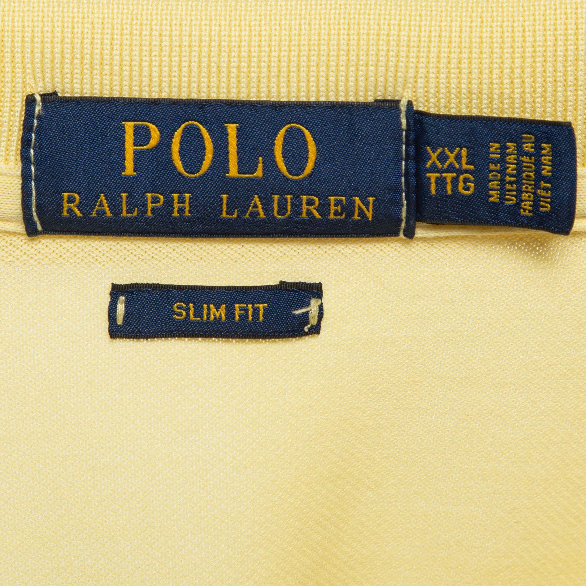 Polo Ralph Lauren Yellow Pique Knit Polo T-Shirt XXL For Sale 2