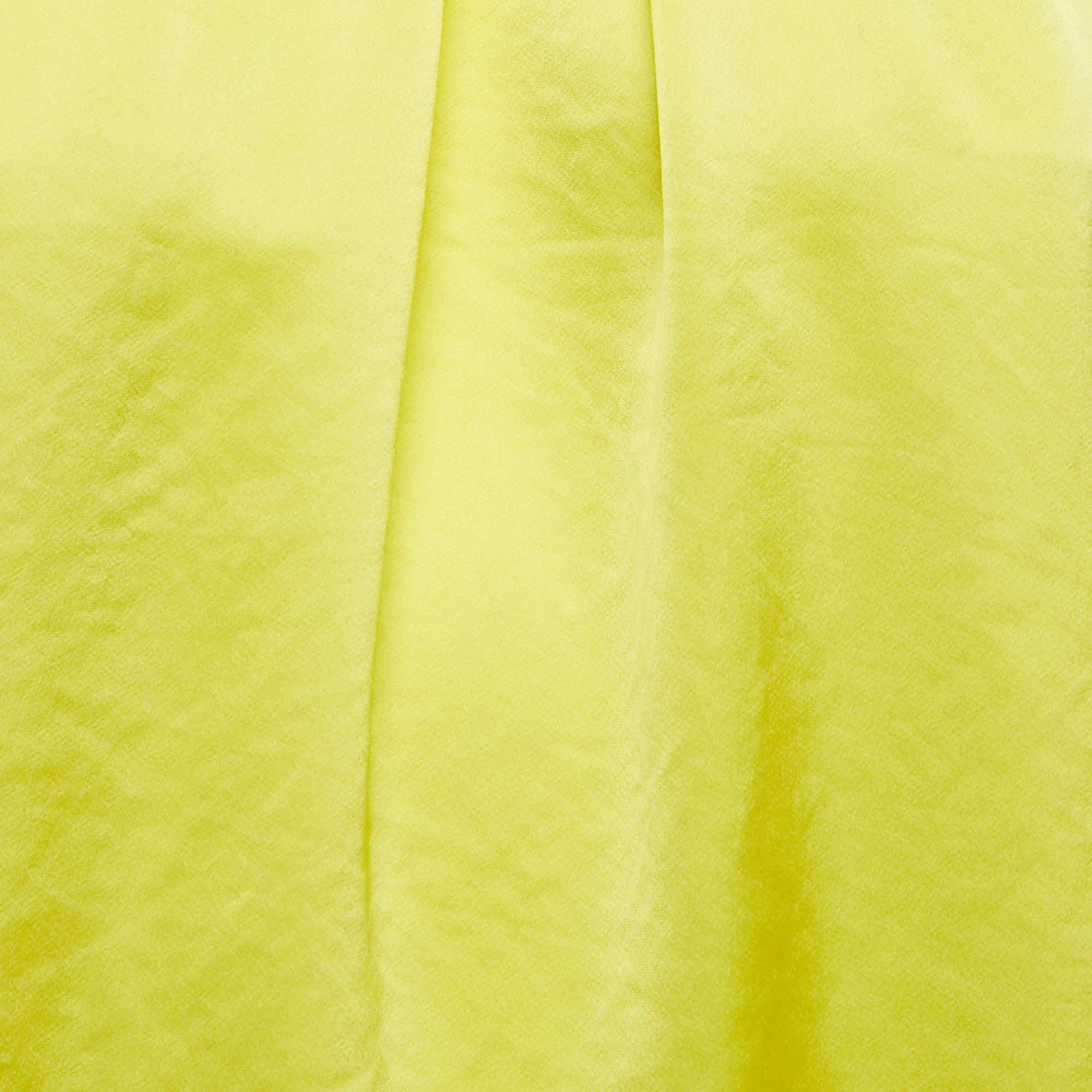 Women's Polo Ralph Lauren Yellow Satin Pleated Back Slit Detailed Sleeveless Top S For Sale