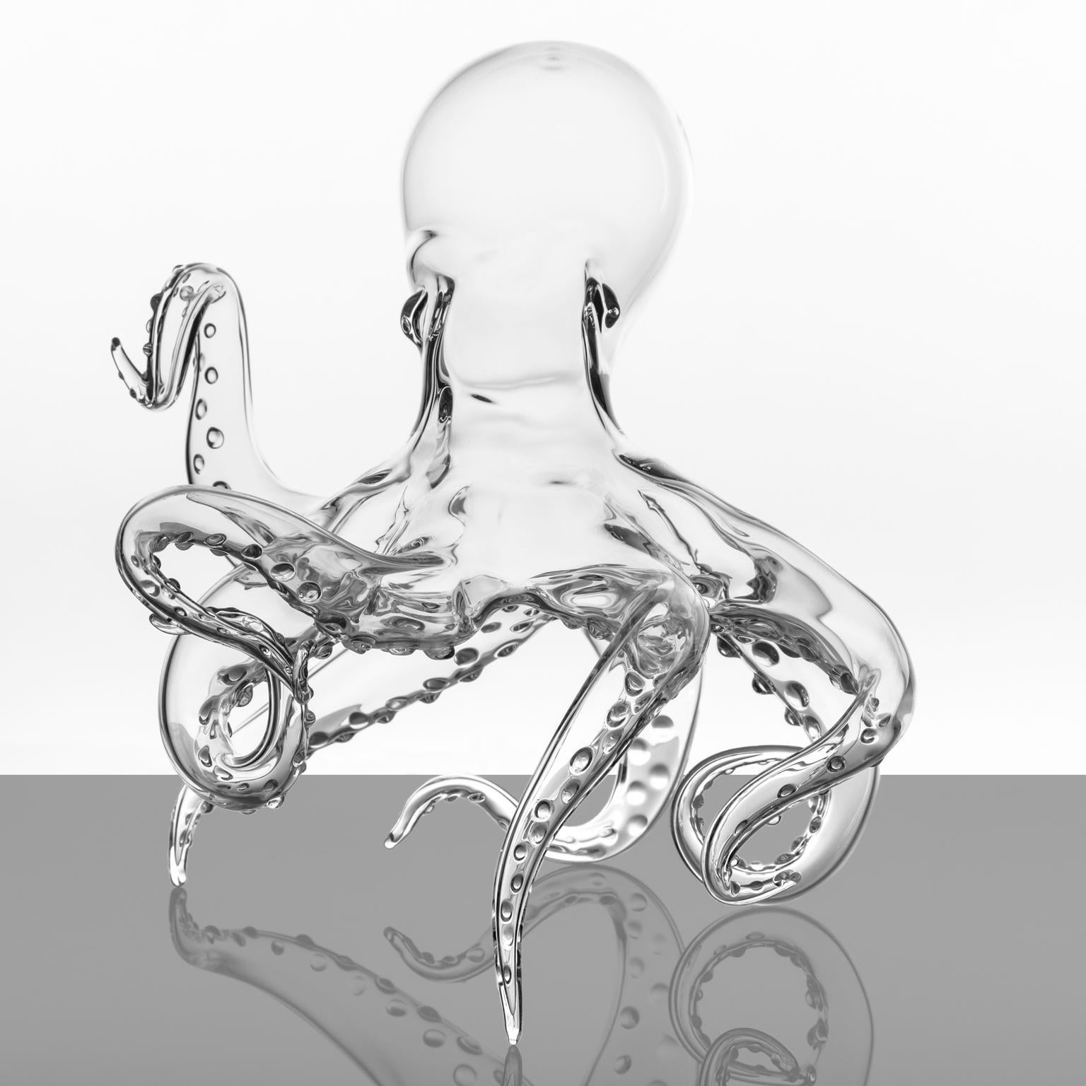 Hand blown glass sculpture representing an octopus.

Artist: Simone Crestani
Material: Borosilicate glass
Technique: Flameworking
Unique piece
Year: 2020
Measures: Height 9”, diameter 9.4