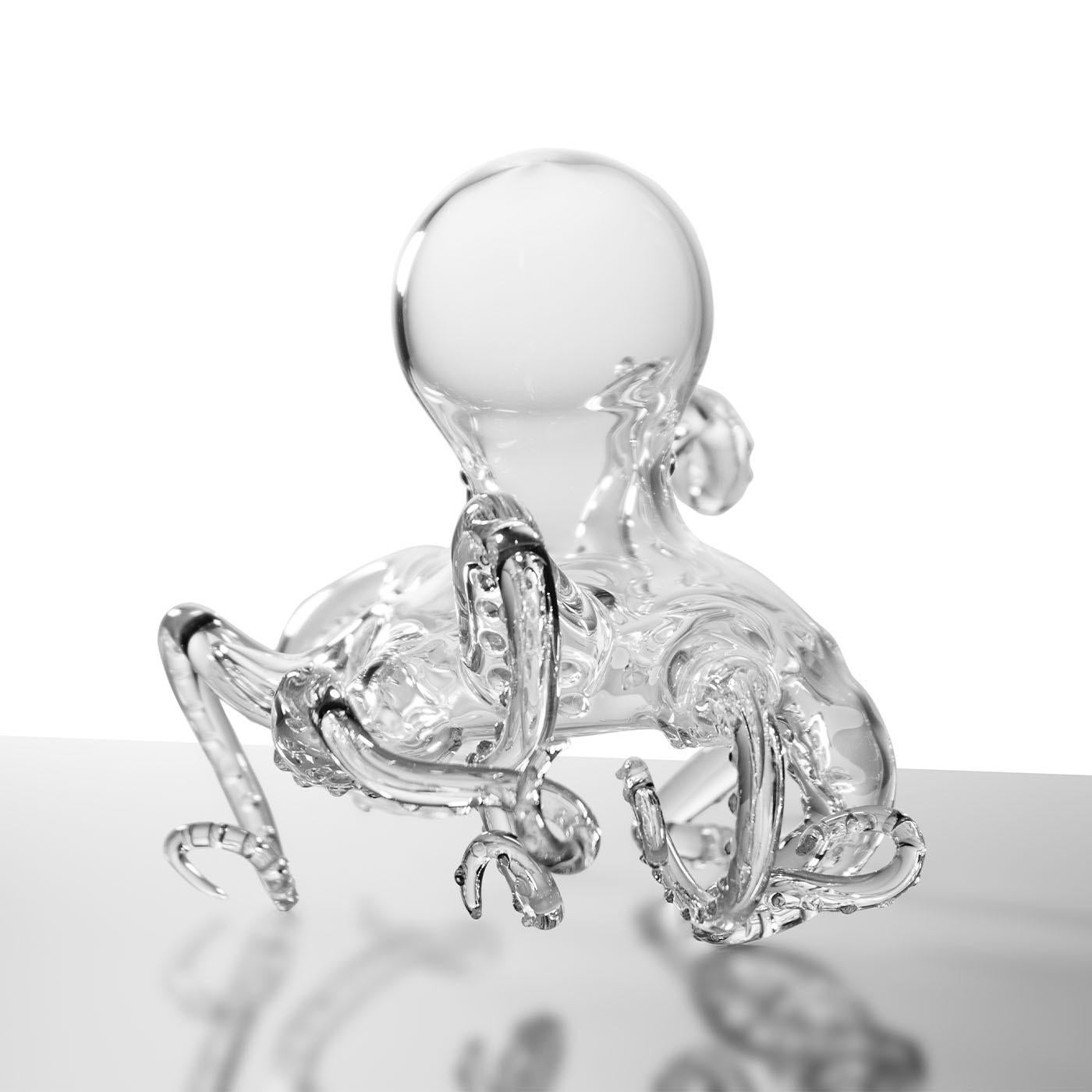 Italian Polpo Hand-blown glass Sculpture by Simone Crestani For Sale