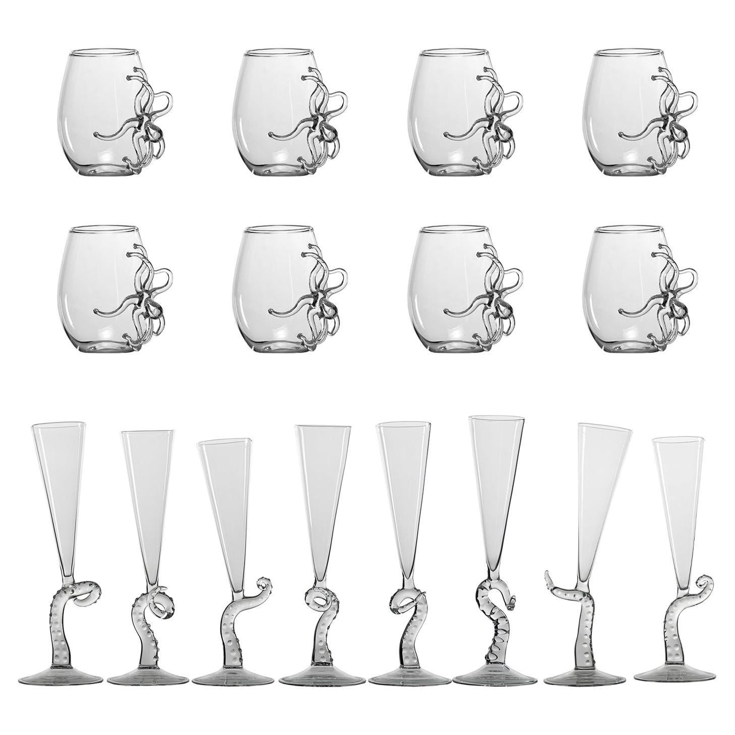 Salviati Nove Set of 6 Water Assorted Glasses at 1stDibs