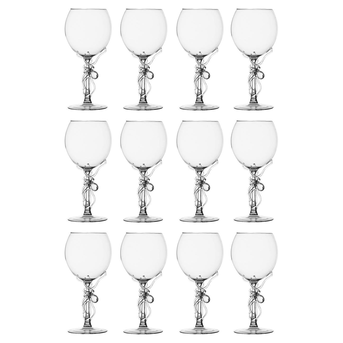 'Polpo Wine Glasses Set 12pc' Hand Blown Wine Glasses by Simone Crestani
