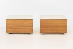 Pair of Poltrona Frau Leather Wrapped Nightstands or End Tables, Italy