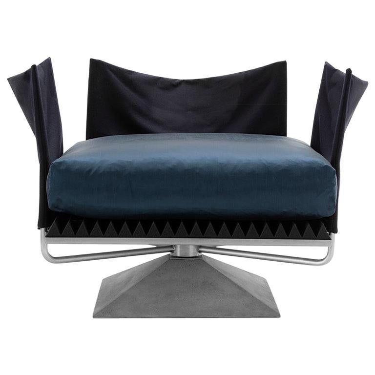 Poltrona 136 Armchair with a Cement Base, Upholstered in Fabric by Dimoremilano For Sale